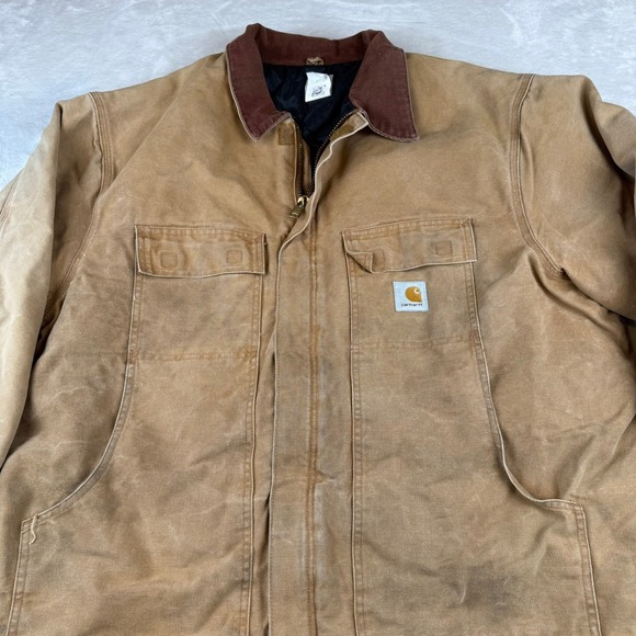 Carhartt Mens Tan Quilted Lined Workwear Jacket Corduroy Collar Size 3XL - Picture 2 of 8